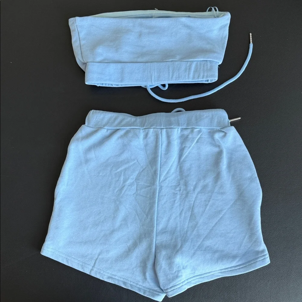 Superdown Light Blue Athletic Lounge Shorts and Tube Top Set Size XS - Picture 5 of 9